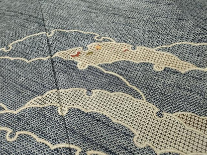 平和屋着物●訪問着　絞り　刺繍　雪輪重ね文　金糸　正絹　逸品　AABI4402ck