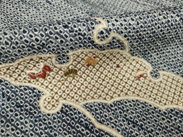 平和屋着物●訪問着　絞り　刺繍　雪輪重ね文　金糸　正絹　逸品　AABI4402ck