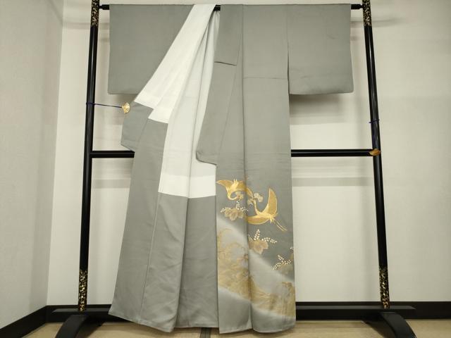 平和屋着物●豪華色留袖　駒刺繍　飛鶴楓文　暈し染め　金彩　正絹　逸品　AABI4405ck