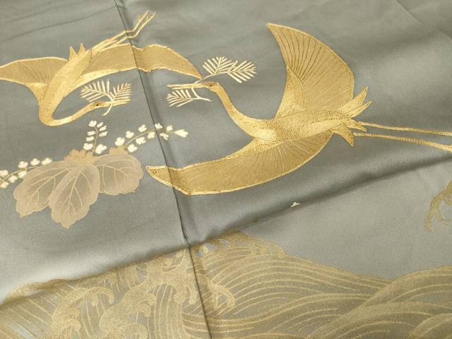 平和屋着物●豪華色留袖　駒刺繍　飛鶴楓文　暈し染め　金彩　正絹　逸品　AABI4405ck