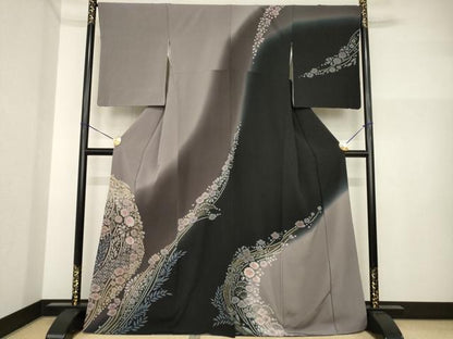 平和屋着物●訪問着　辻が花　舞花文　暈し染め　金彩　正絹　逸品　AABI4407ck