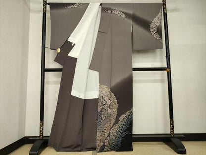平和屋着物●訪問着　辻が花　舞花文　暈し染め　金彩　正絹　逸品　AABI4407ck
