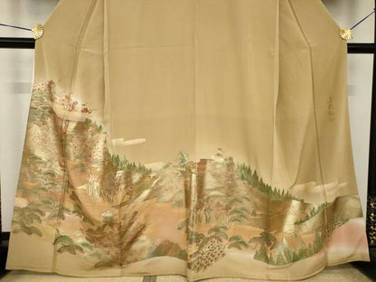 平和屋着物●豪華色留袖　金彩琳派　風景文　正絹　逸品　AABI4409ck