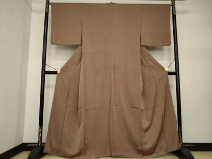 平和屋着物●江戸小紋　角通し　リバーシブル　色無地　桑染色　正絹　逸品　AABI4411ck