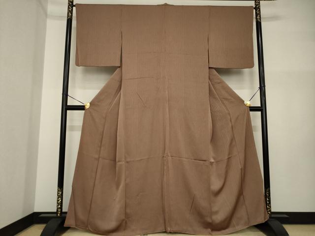 平和屋着物●江戸小紋　角通し　リバーシブル　色無地　桑染色　正絹　逸品　AABI4411ck