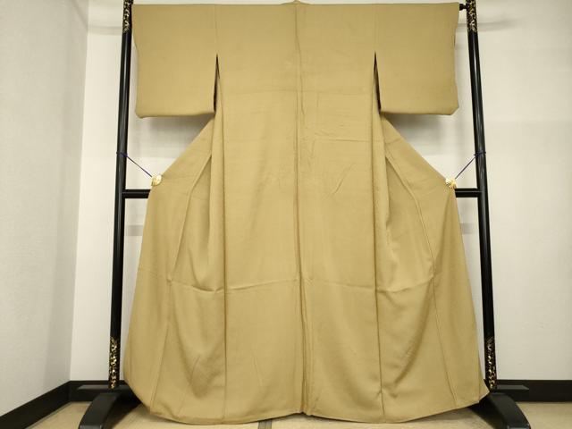 平和屋着物●江戸小紋　角通し　リバーシブル　色無地　桑染色　正絹　逸品　AABI4411ck