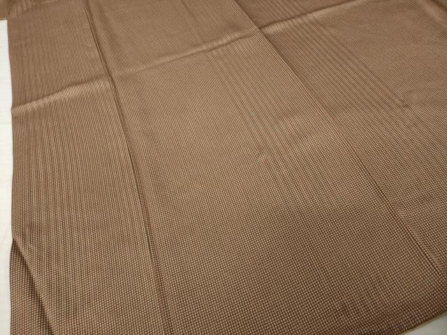 平和屋着物●江戸小紋　角通し　リバーシブル　色無地　桑染色　正絹　逸品　AABI4411ck