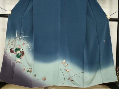 平和屋着物●染色作家　草野一騎　訪問着　枝花文　暈し染め　金彩　正絹　逸品　AABI4412ck