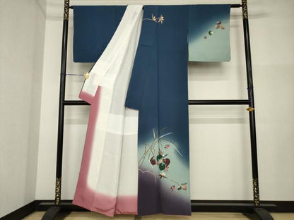 平和屋着物●染色作家　草野一騎　訪問着　枝花文　暈し染め　金彩　正絹　逸品　AABI4412ck