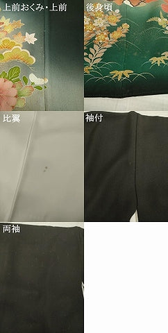 平和屋着物●京友禅の第一人者　松井青々　黒留袖　駒刺繍　吉祥花文　正絹　逸品　AABI4413ck