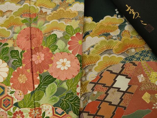 平和屋着物●京友禅の第一人者　松井青々　黒留袖　駒刺繍　吉祥花文　正絹　逸品　AABI4413ck