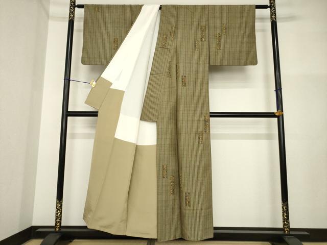 平和屋着物●上質な紬　短冊花文　正絹　逸品　AABI4415ck