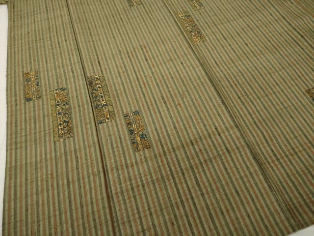 平和屋着物●上質な紬　短冊花文　正絹　逸品　AABI4415ck
