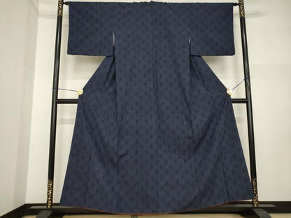 平和屋着物●結城紬　麻の葉文様　正絹　逸品　AABI4420ck