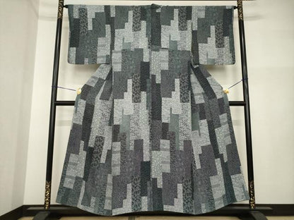 平和屋着物●上質な小紋　短冊花文　正絹　逸品　AABI4422ck