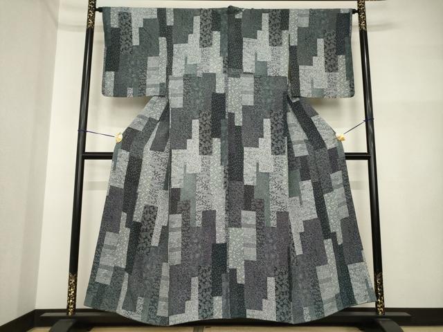 平和屋着物●上質な小紋　短冊花文　正絹　逸品　AABI4422ck
