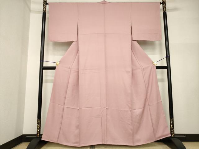 平和屋着物●上質な色無地　葉尽くし地紋　退紅色　正絹　逸品　未使用　AABI4424ck