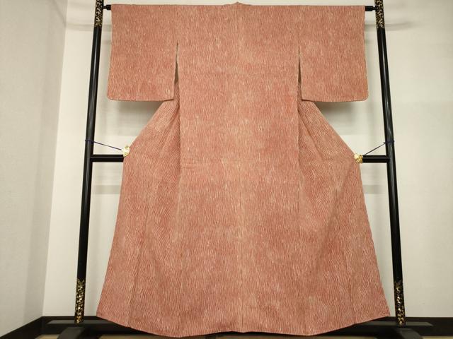 平和屋着物●上質な小紋　杢目文　地紋起こし　正絹　逸品　AABI4425ck