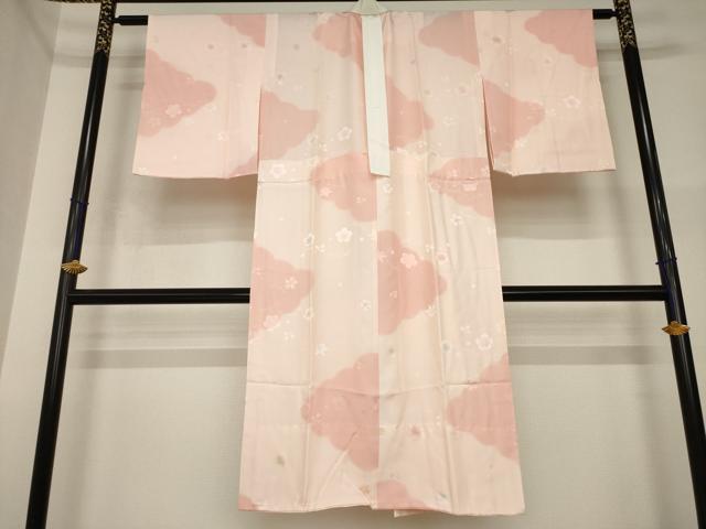 平和屋着物●長襦袢　無双仕立て　雲重ね花文　暈し染　正絹　逸品　AABI4426ck
