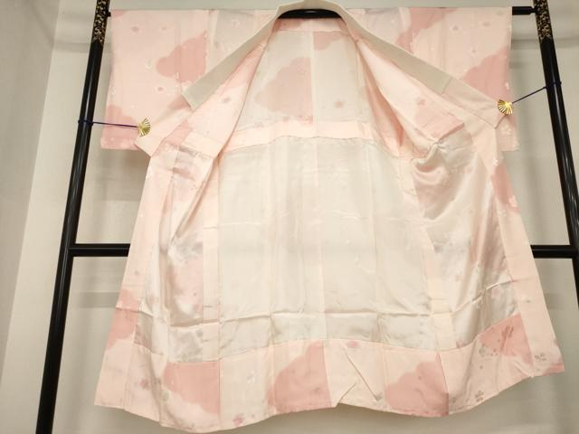 平和屋着物●長襦袢　無双仕立て　雲重ね花文　暈し染　正絹　逸品　AABI4426ck