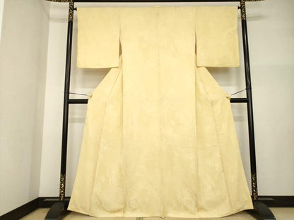 平和屋着物●上質な色無地　草花地紋　飴色　正絹　逸品　AABI4427ck
