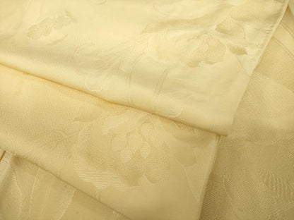 平和屋着物●上質な色無地　草花地紋　飴色　正絹　逸品　AABI4427ck