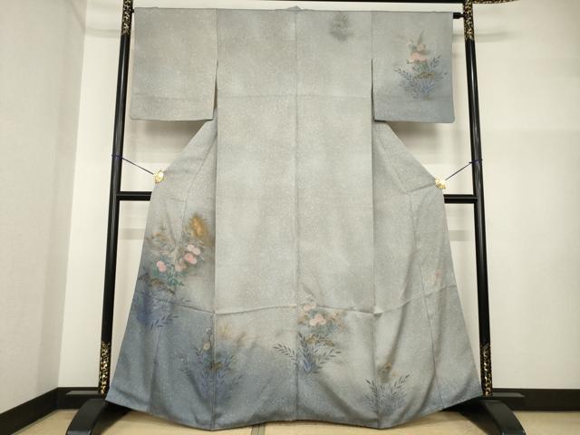 平和屋着物●訪問着　作家物　勝実　刺繍　草花文　暈し染め　金彩　正絹　逸品　AABI4428ck