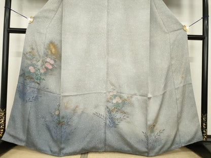 平和屋着物●訪問着　作家物　勝実　刺繍　草花文　暈し染め　金彩　正絹　逸品　AABI4428ck