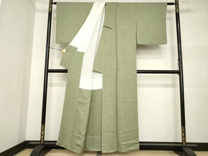 平和屋着物●本加賀友禅作家　柿本市郎　小紋　風景地紋　正絹　逸品　AABI4430ck