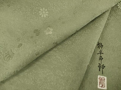 平和屋着物●本加賀友禅作家　柿本市郎　小紋　風景地紋　正絹　逸品　AABI4430ck