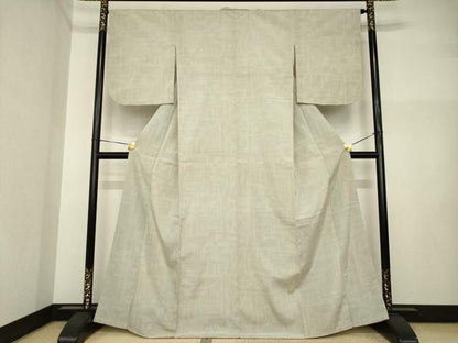 平和屋着物●本塩沢　110亀甲　幾何学文様　正絹　逸品　AABI4432ck