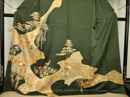 平和屋着物●訪問着　道永雪輪花文　摺り剥がし　金彩　ロング丈　正絹　逸品　AABI4433ck