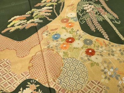 平和屋着物●訪問着　道永雪輪花文　摺り剥がし　金彩　ロング丈　正絹　逸品　AABI4433ck