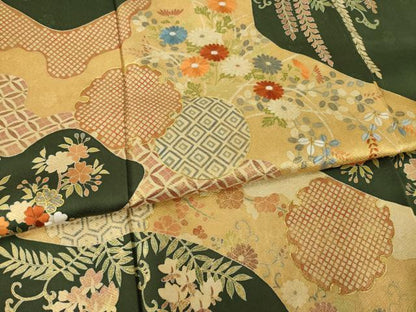 平和屋着物●訪問着　道永雪輪花文　摺り剥がし　金彩　ロング丈　正絹　逸品　AABI4433ck