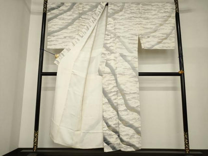 平和屋着物●男性　訪問着　刺繍　流水霞文　箔散らし　暈し染め　金彩　背抜き仕立て　キングサイズ　正絹　逸品　AABI4436ck