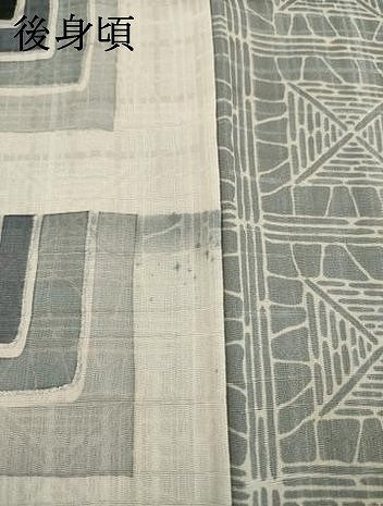 平和屋着物●男性　訪問着　幾何学文様　銀彩　キングサイズ　正絹　逸品　AABI4438ck