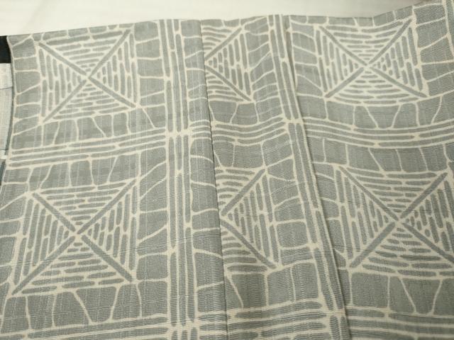 平和屋着物●男性　訪問着　幾何学文様　銀彩　キングサイズ　正絹　逸品　AABI4438ck