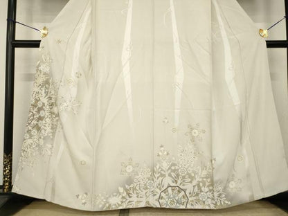 平和屋着物●訪問着　駒刺繍　雪華　銀彩　正絹　逸品　AABI4443ck
