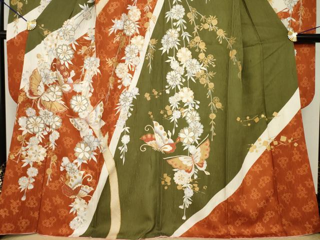 平和屋着物●豪華振袖　駒刺繍　花蝶文　金彩　正絹　逸品　AABI4454ck