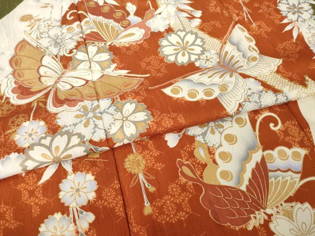 平和屋着物●豪華振袖　駒刺繍　花蝶文　金彩　正絹　逸品　AABI4454ck