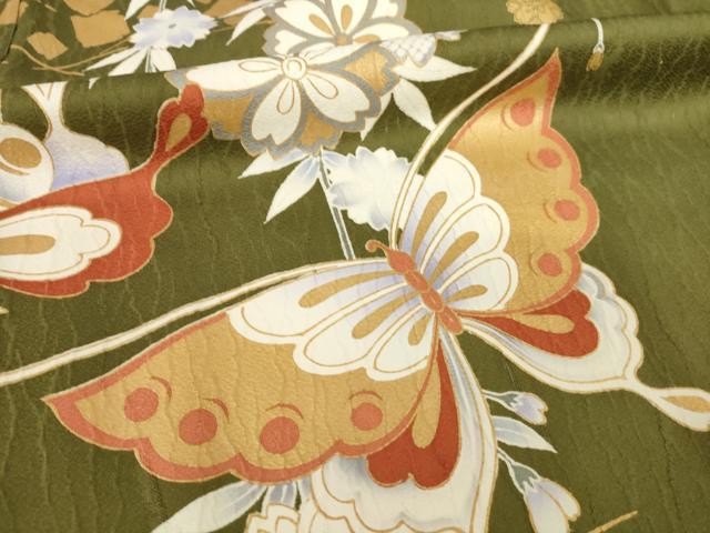平和屋着物●豪華振袖　駒刺繍　花蝶文　金彩　正絹　逸品　AABI4454ck
