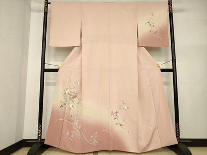 平和屋着物●訪問着　友禅　枝花文　暈し染め　鈴乃屋扱い　正絹　逸品　AABI4456ck