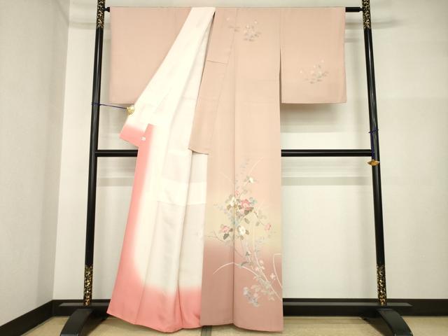 平和屋着物●訪問着　友禅　枝花文　暈し染め　鈴乃屋扱い　正絹　逸品　AABI4456ck
