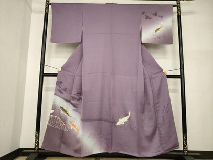 平和屋着物●訪問着　作家物　鯉　金彩　正絹　逸品　AABI4457ck