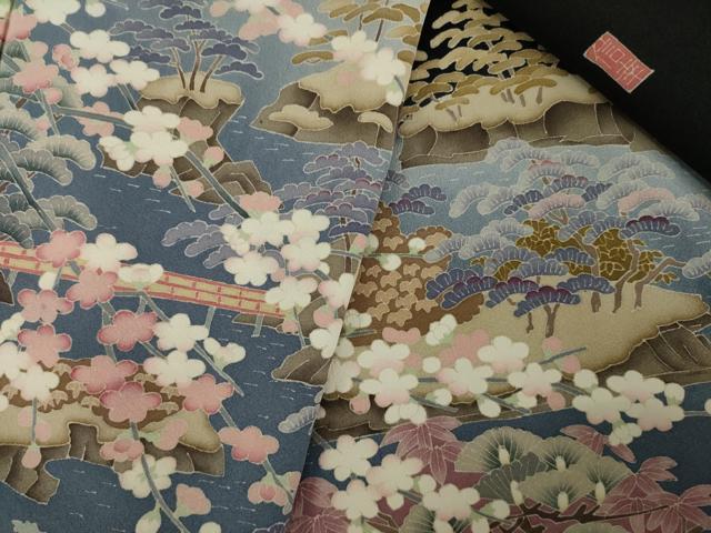 平和屋着物●本加賀友禅作家　村下信幸　黒留袖　風景文　暈し染め　正絹　逸品　AABI4458ck