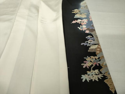 平和屋着物●本加賀友禅作家　村下信幸　黒留袖　風景文　暈し染め　正絹　逸品　AABI4458ck