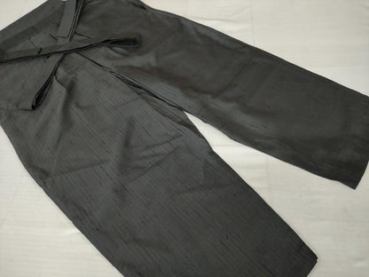平和屋着物●男性　野袴　紬地　色無地　消炭色　正絹　逸品　AABI4462ck
