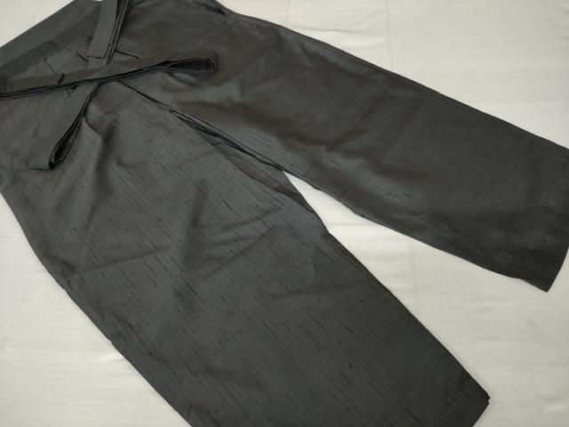 平和屋着物●男性　野袴　紬地　色無地　消炭色　正絹　逸品　AABI4462ck