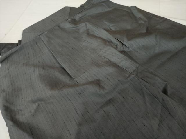 平和屋着物●男性　野袴　紬地　色無地　消炭色　正絹　逸品　AABI4462ck