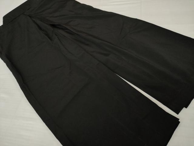 平和屋着物●男性　野袴　色無地　黒色　正絹　逸品　AABI4464ck